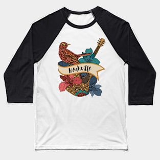 Nashville - Guitar - Mockingbird Baseball T-Shirt